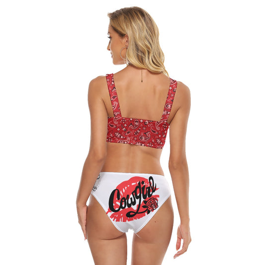 OBR Red Bandana CG Women's Crop Top One-piece Swimsuit