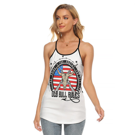 OBR USA LOGO  Women's Criss-Cross Open Back Tank Top