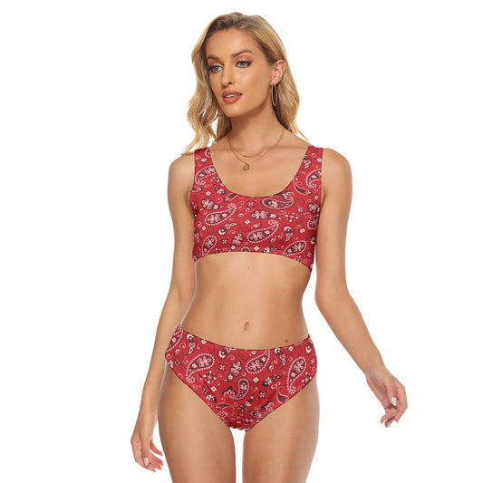 OBR Red Bandana CG Women's Crop Top One-piece Swimsuit