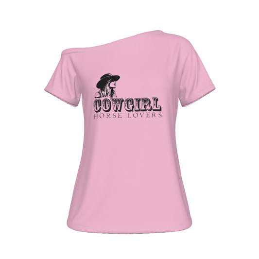 OBR PINK HORSE  Women's Off-Shoulder T-shirt